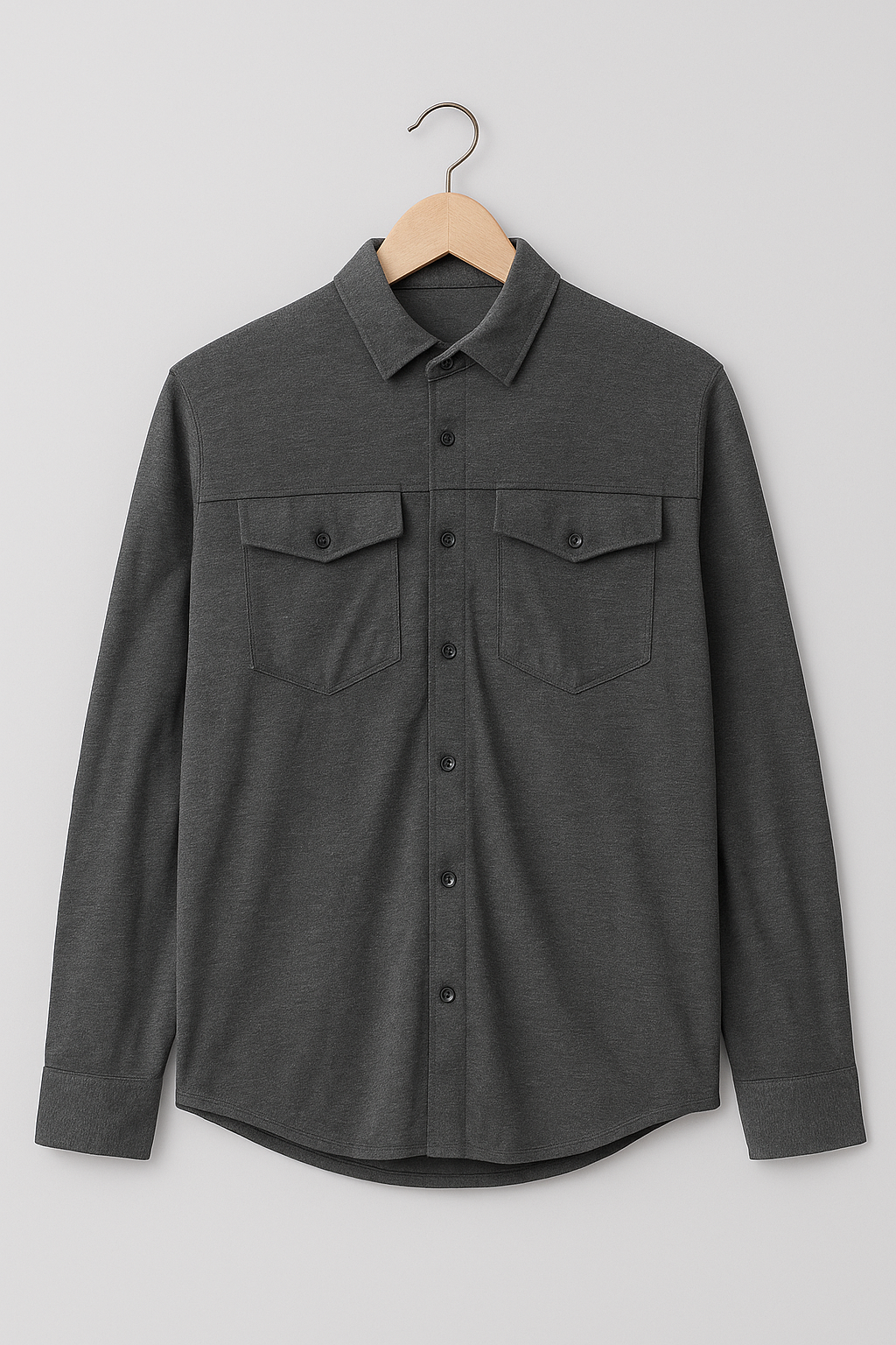 1064- Classic Grey Front Double Pocket Shirt