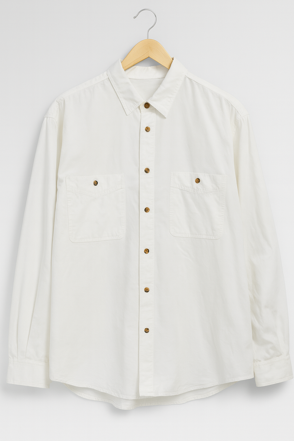 1044-Classic White Front Double Pocket shirt