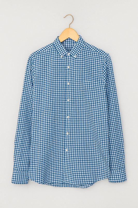 1062-PRIMARK | Classic Checkered Blue Button Down