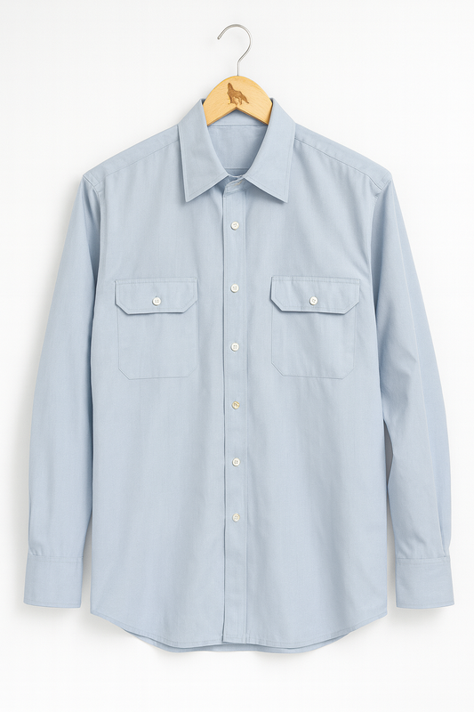 1052- Classic Powder Blue Double Pocket Shirt
