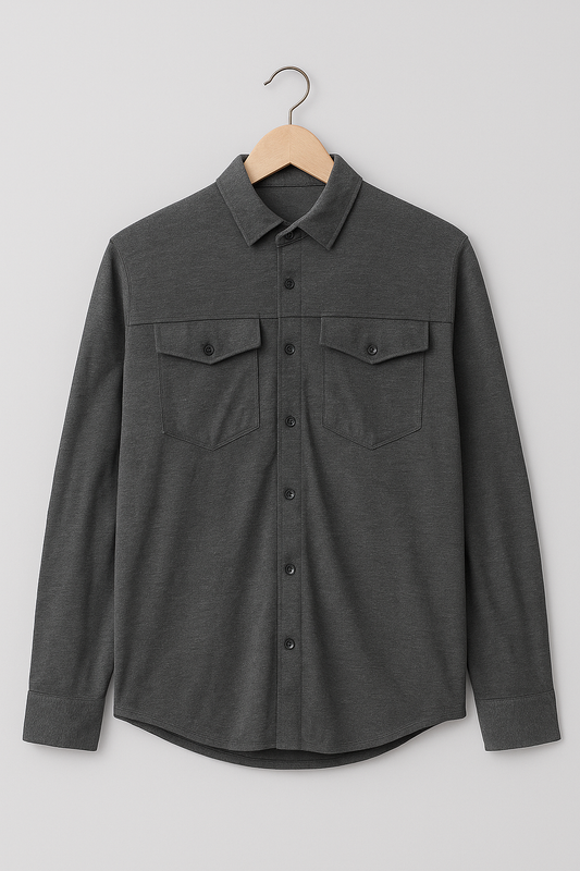 1064- Classic Grey Front Double Pocket Shirt