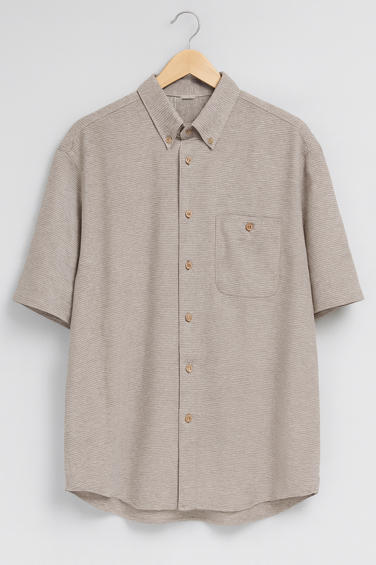 1043-Classic Beige Front Pocket Button Down