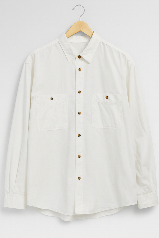 1044-Classic White Front Double Pocket shirt