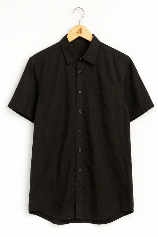 1042 - Classic Black Boxy Fit Button Down